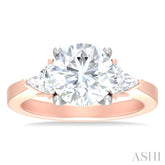1/2 ctw Circualar Shape Trillion and Round Cut Diamond Semi Mount Engagement Ring in 14K Rose and White Gold